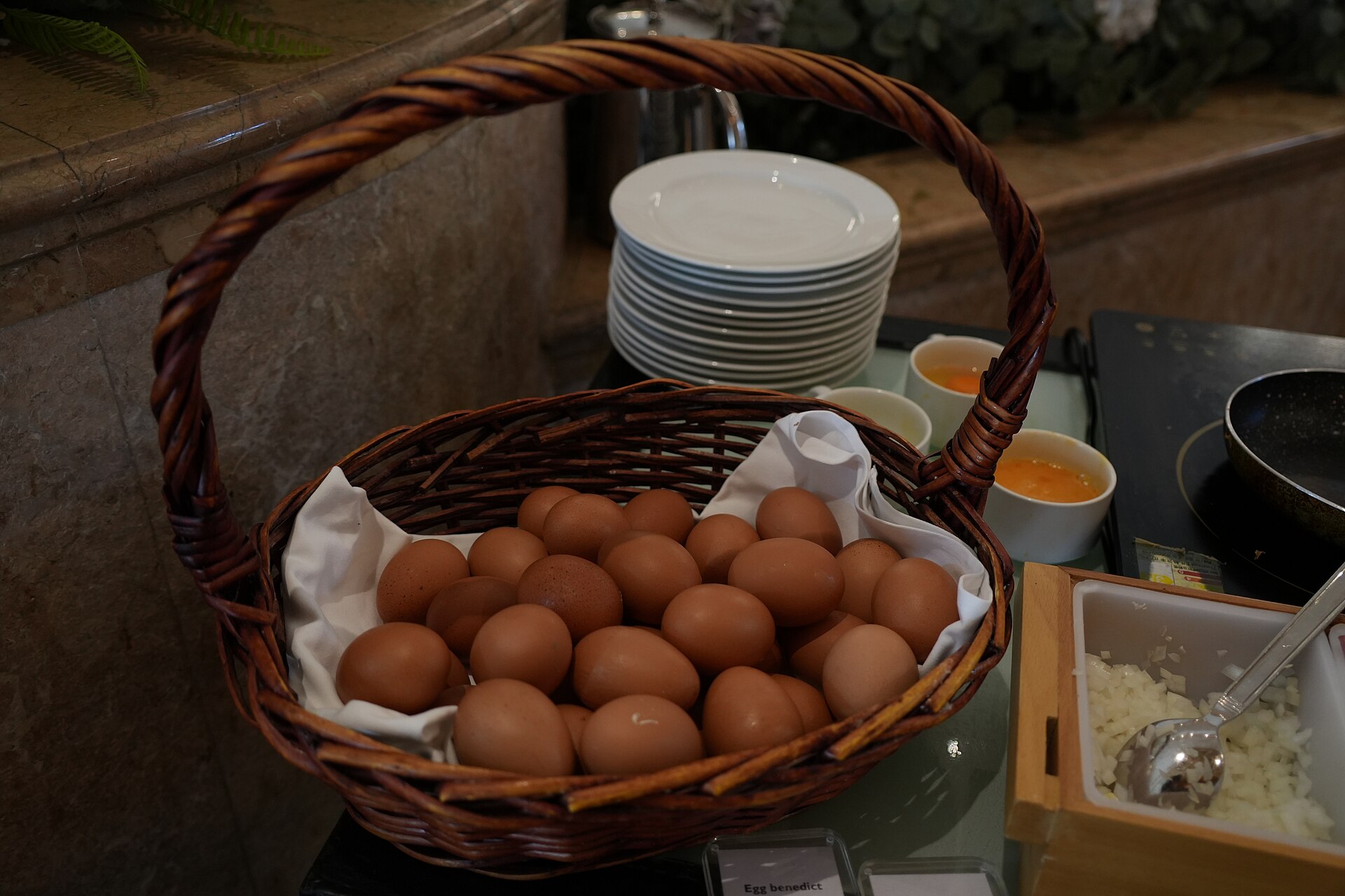 brown eggs collected in a basket